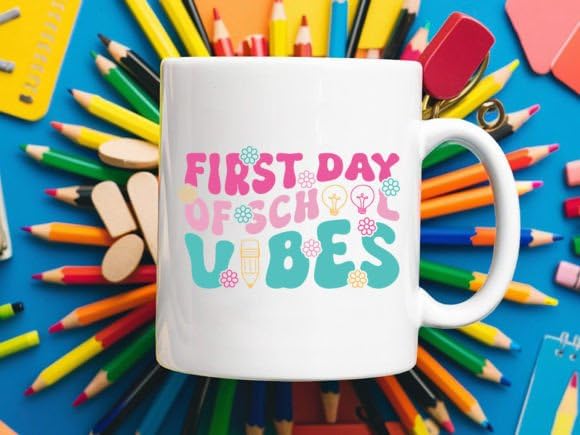 Taza de cerámica de regreso a clases, 11 oz, temática del primer día de clases