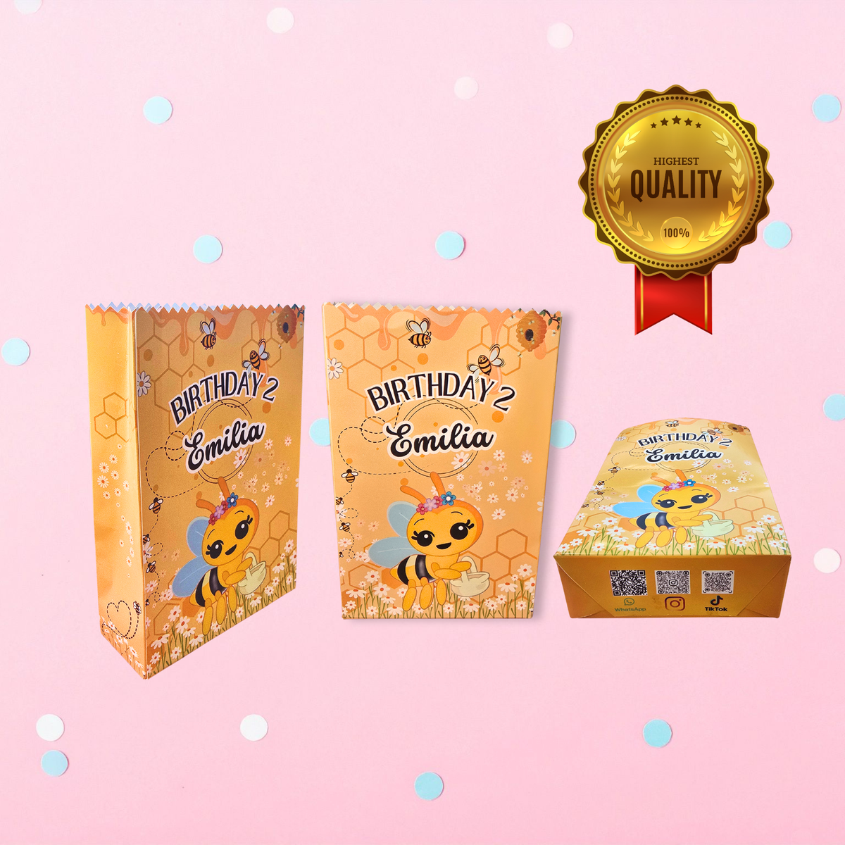 Mini Treat Bag Personalizada con asas - Bolsitas de Dulces para Fiestas