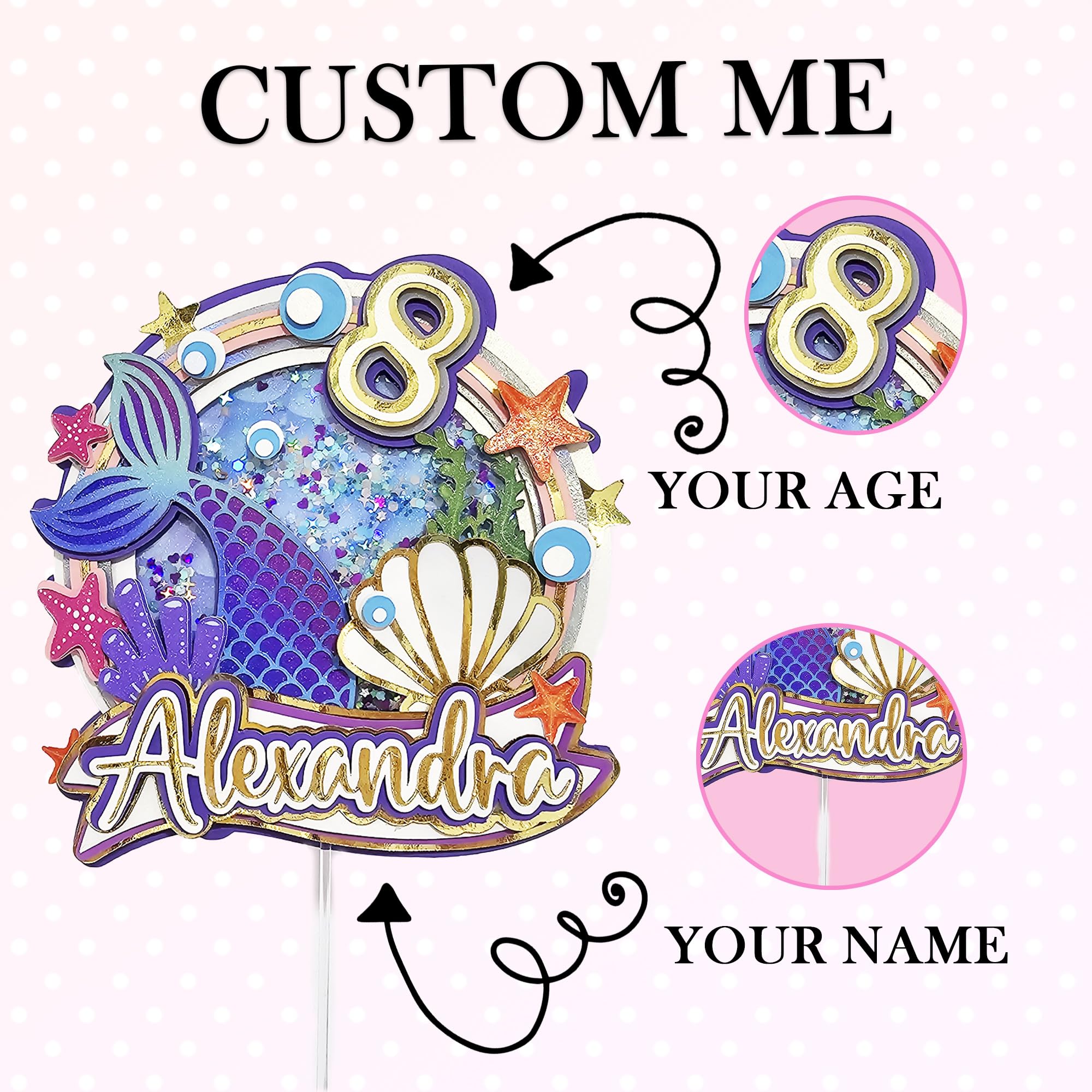 Personalized 3D Glitter Cartoon Cake Toppers for Children's Birthdays