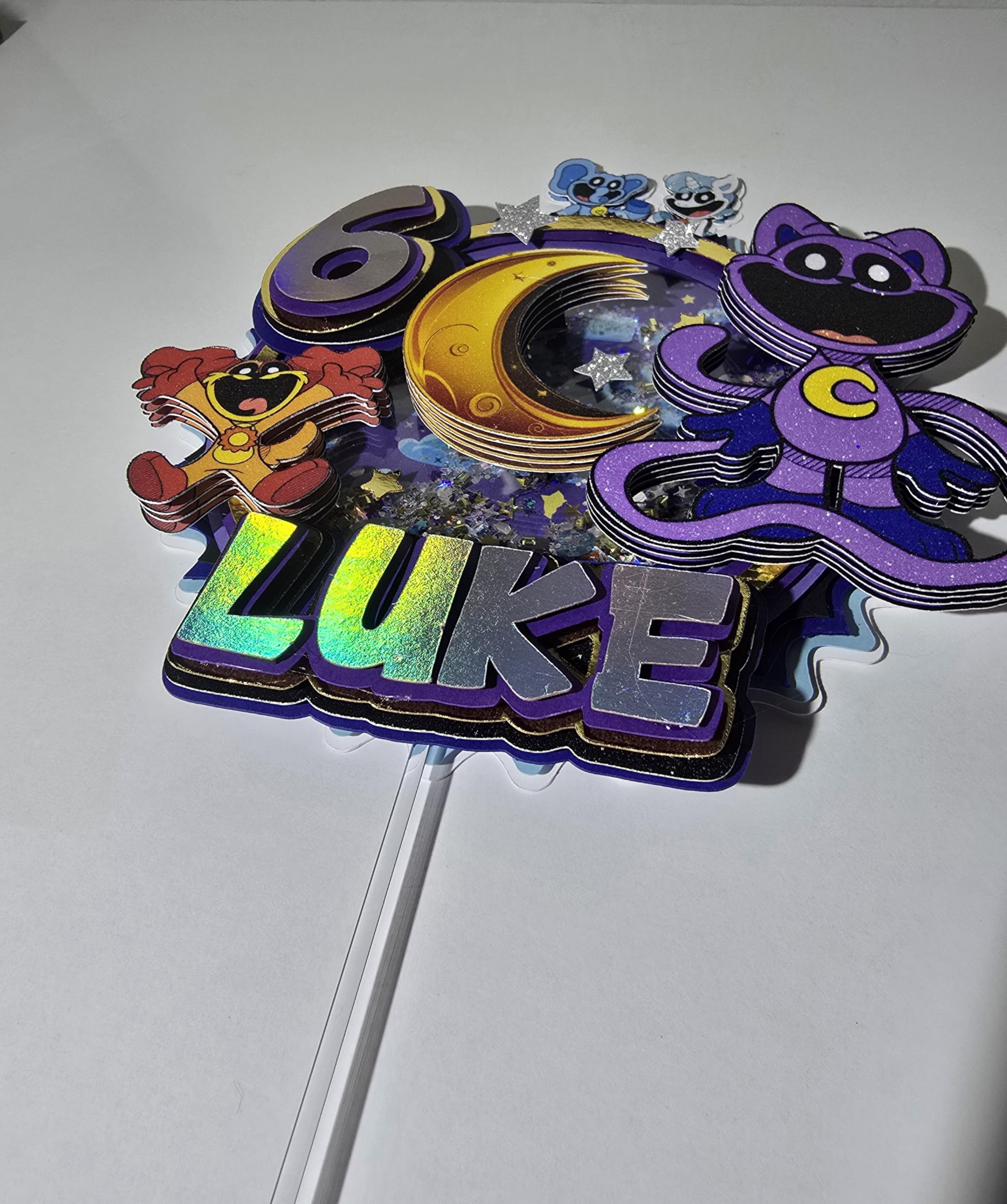 Personalized 3D Glitter Cartoon Cake Toppers for Children's Birthdays