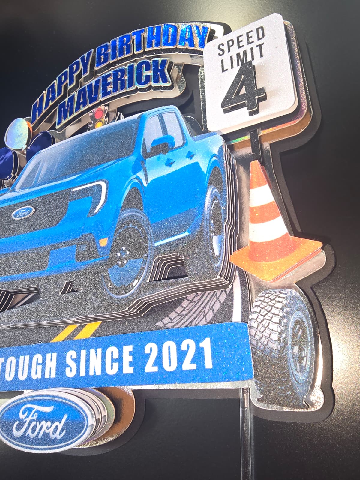 Personalized 3D Glitter Cartoon Cake Topper (TRUCK)