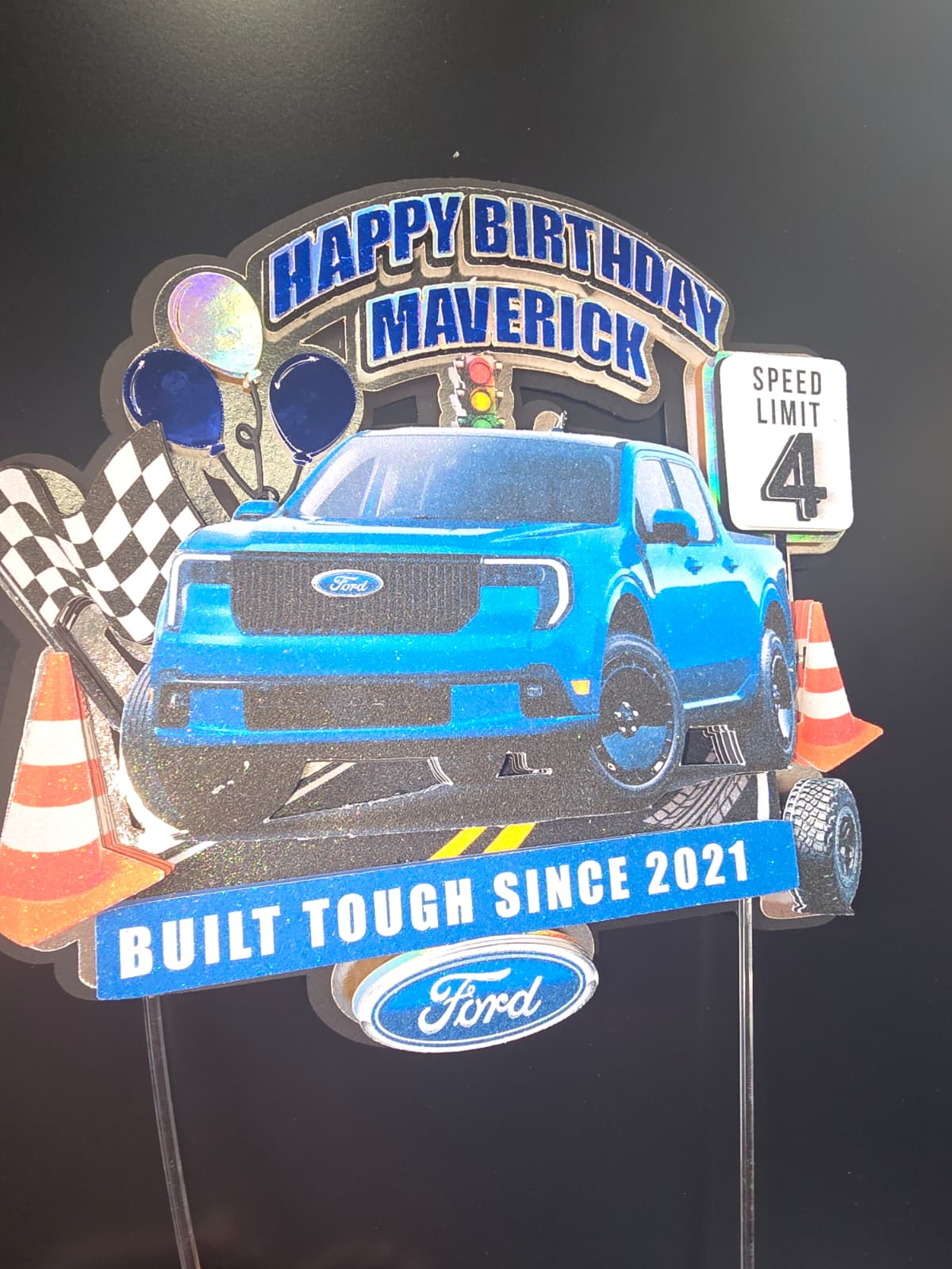 Personalized 3D Glitter Cartoon Cake Topper (TRUCK)