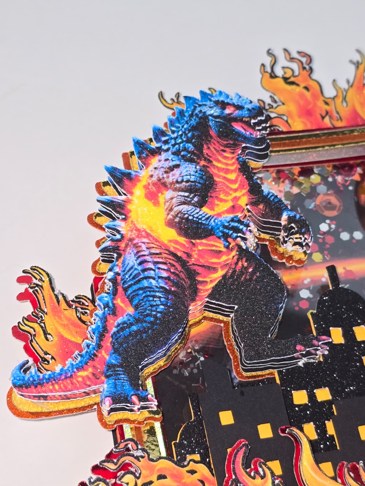 Personalized 3D Glitter Cartoon Cake Topper (GODZILA)