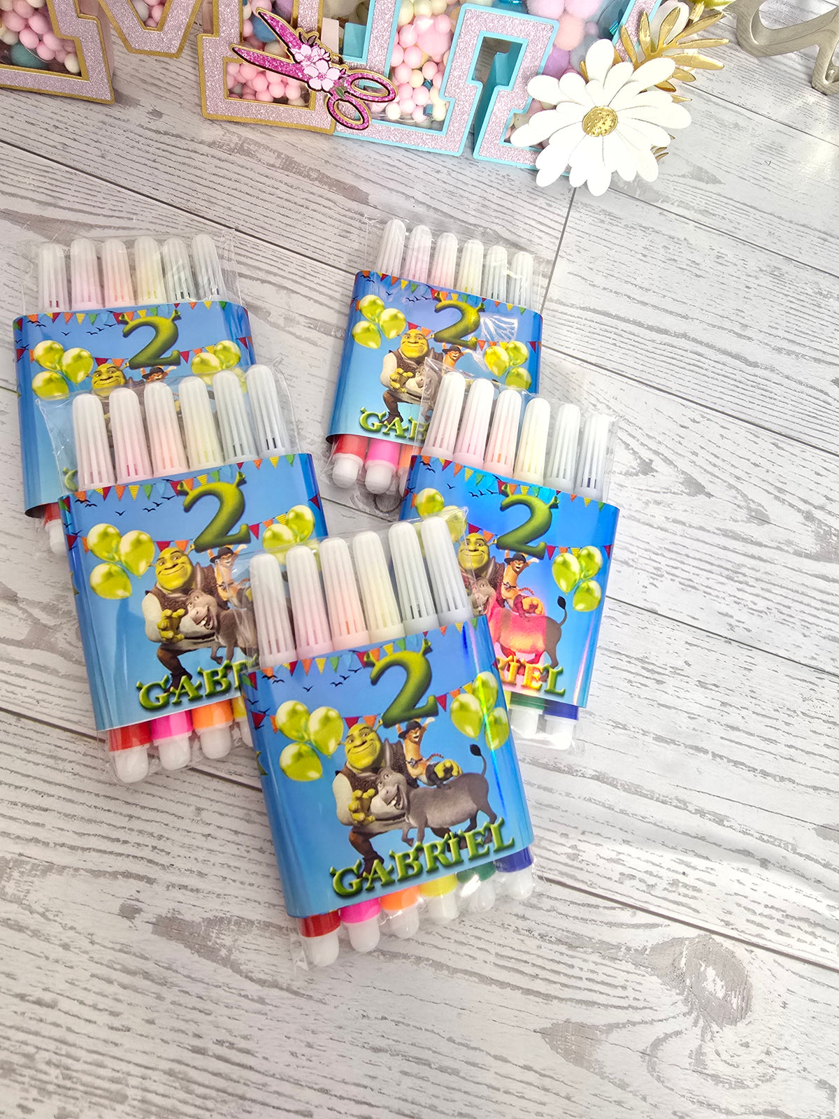 Mini Marcadores Personalizados Shrek | Set de 6 con Empaque | Por Docena