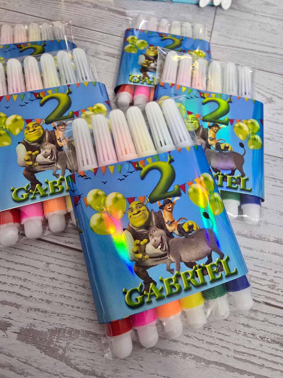 Mini Marcadores Personalizados Shrek | Set de 6 con Empaque | Por Docena