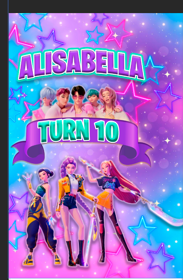 12 pcs Personalized Birthday Gift Bags with Name and Age – Bags with Ribbon Handles- 8.5"x5.5 k Pop