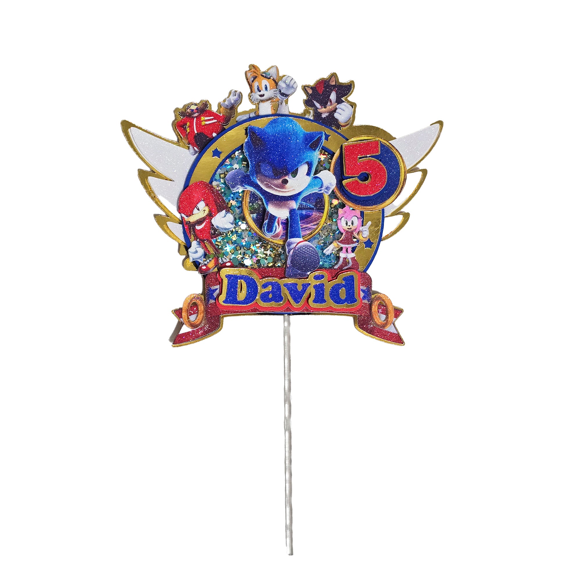 Personalized 3D Glitter Cartoon Cake Topper SONIC