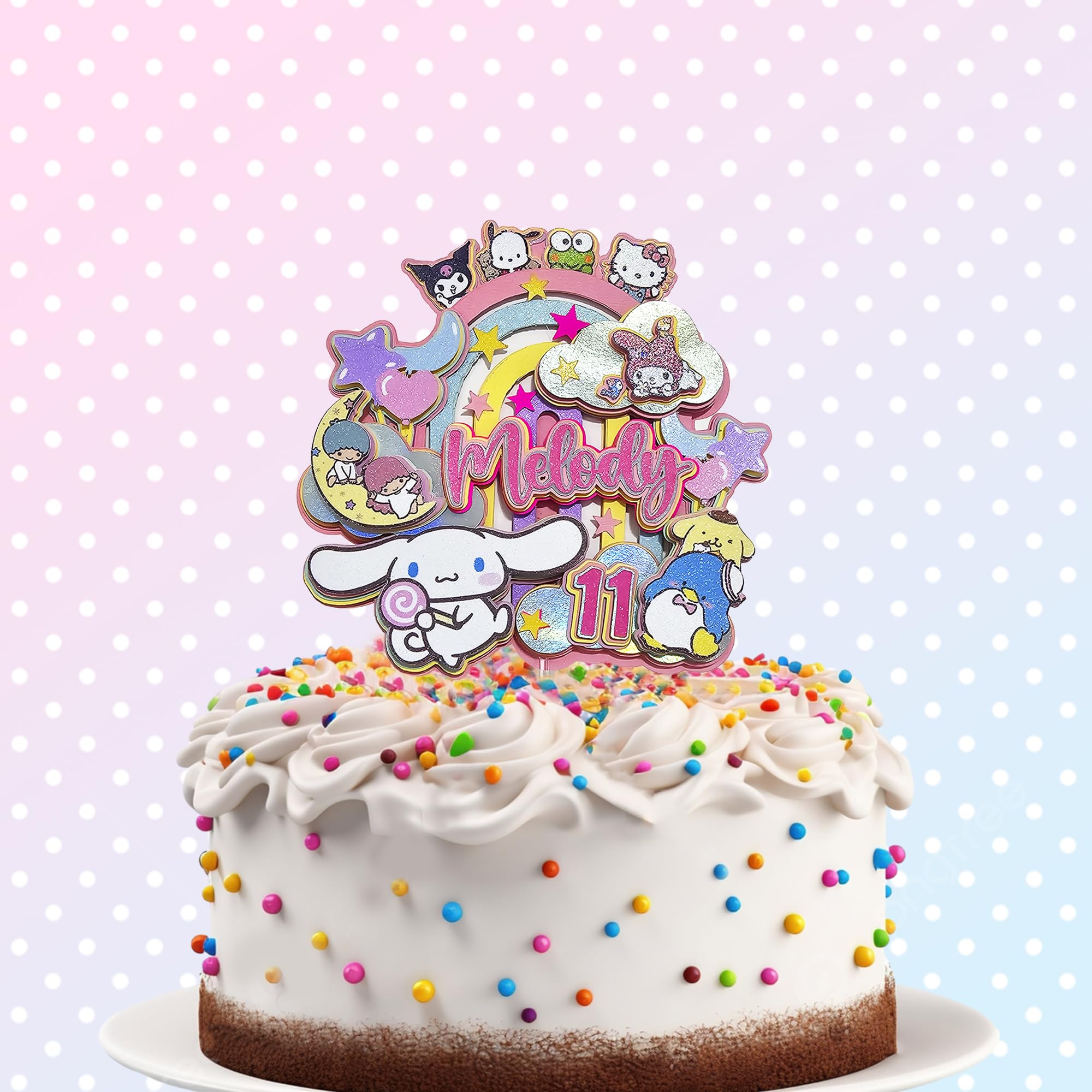 Personalized 3D Glitter Cartoon Cake Toppers for Children's Birthdays
