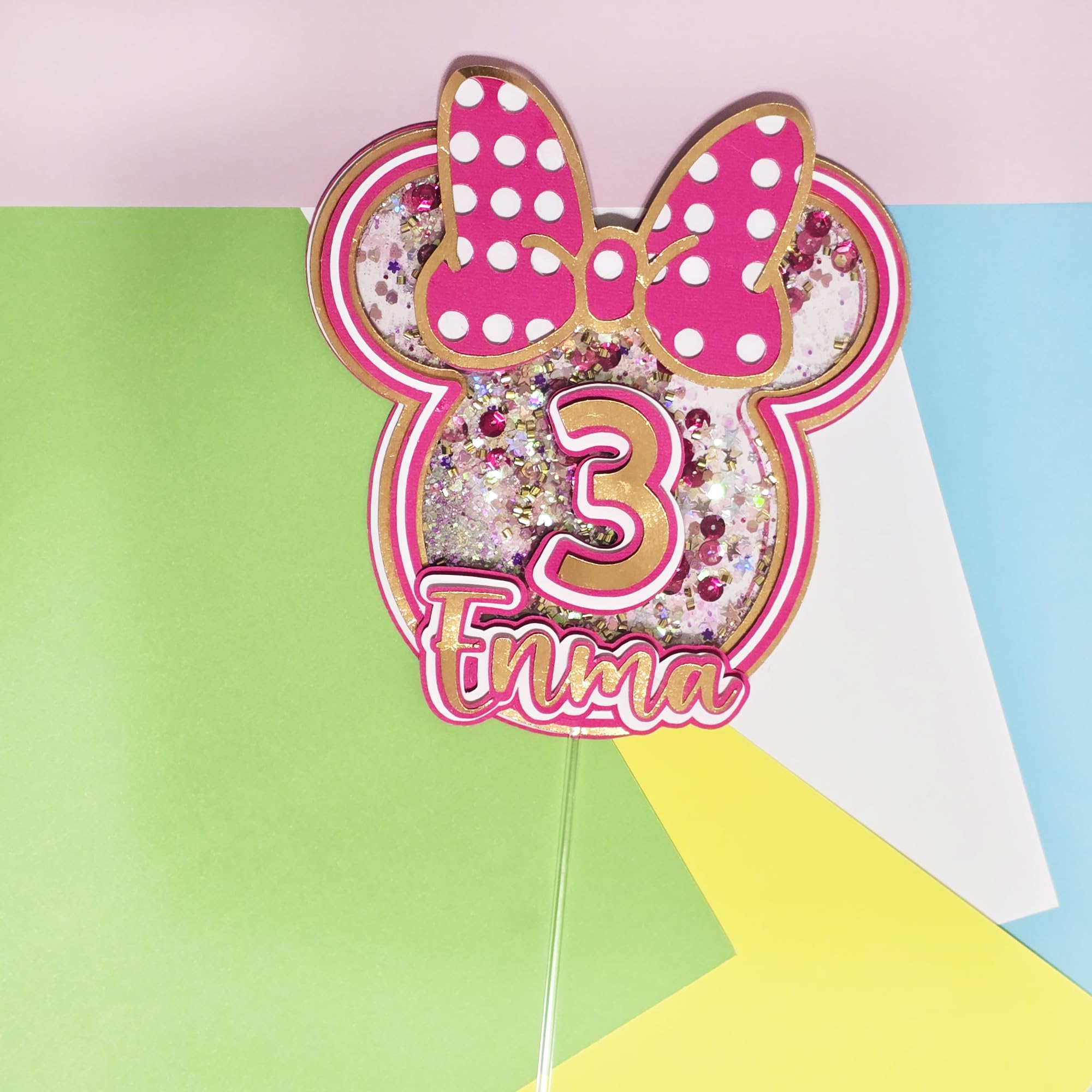 Personalized 3D Glitter Cartoon Cake Toppers for Children's Birthdays