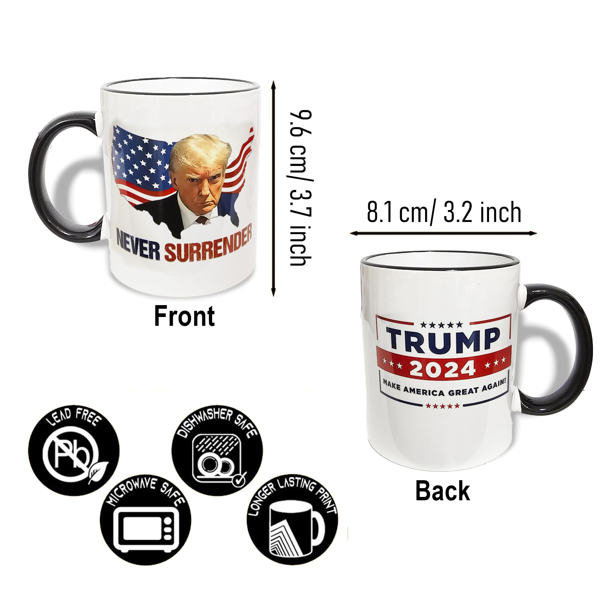 Trump Coffee Mugs, Double Sided Printing, Ceramic, Gift Box, Birthday Gifts for Men, Women, Dad, Friends.