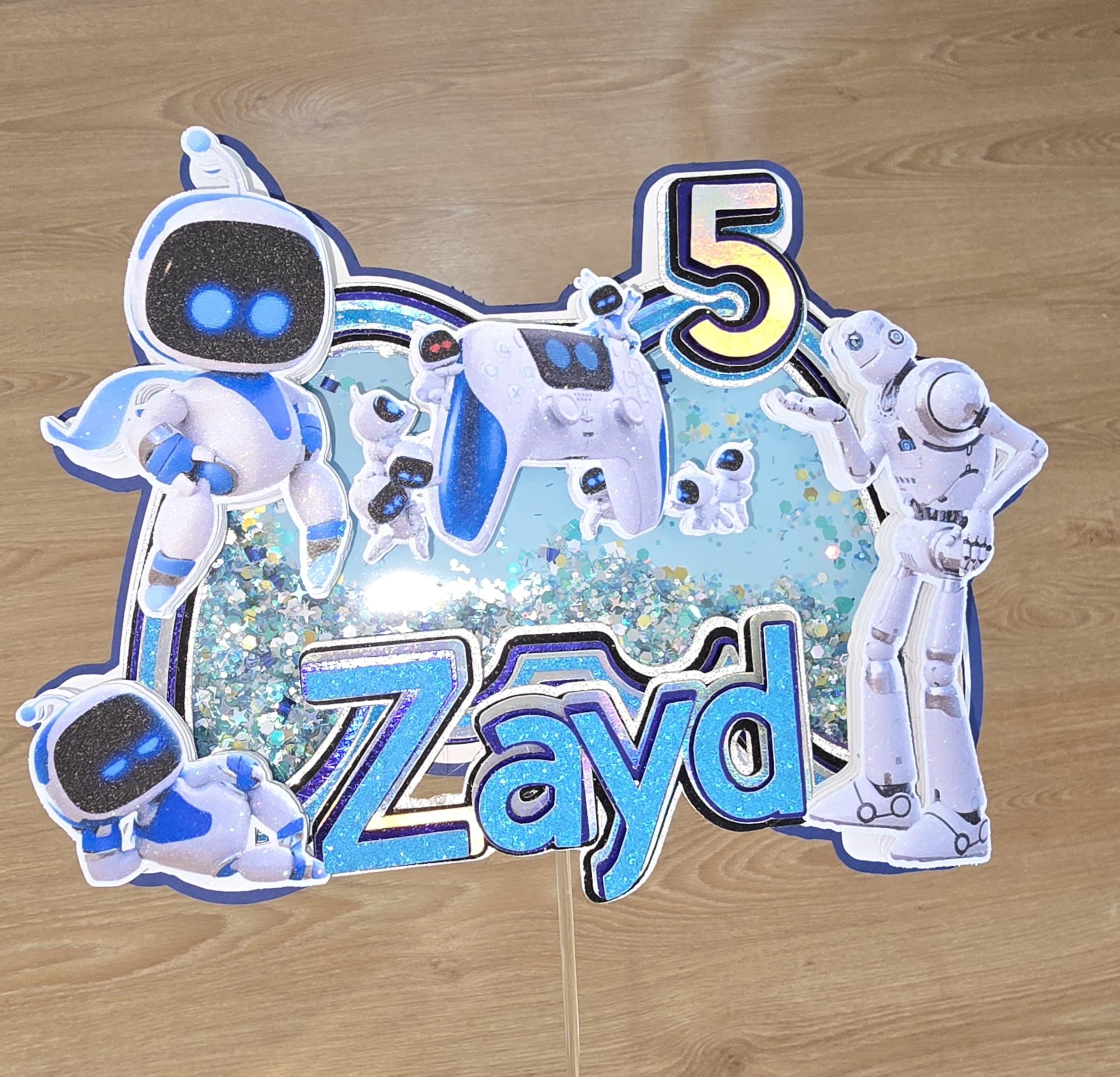 Personalized 3D Glitter Cartoon Cake Toppers for Children's Birthdays