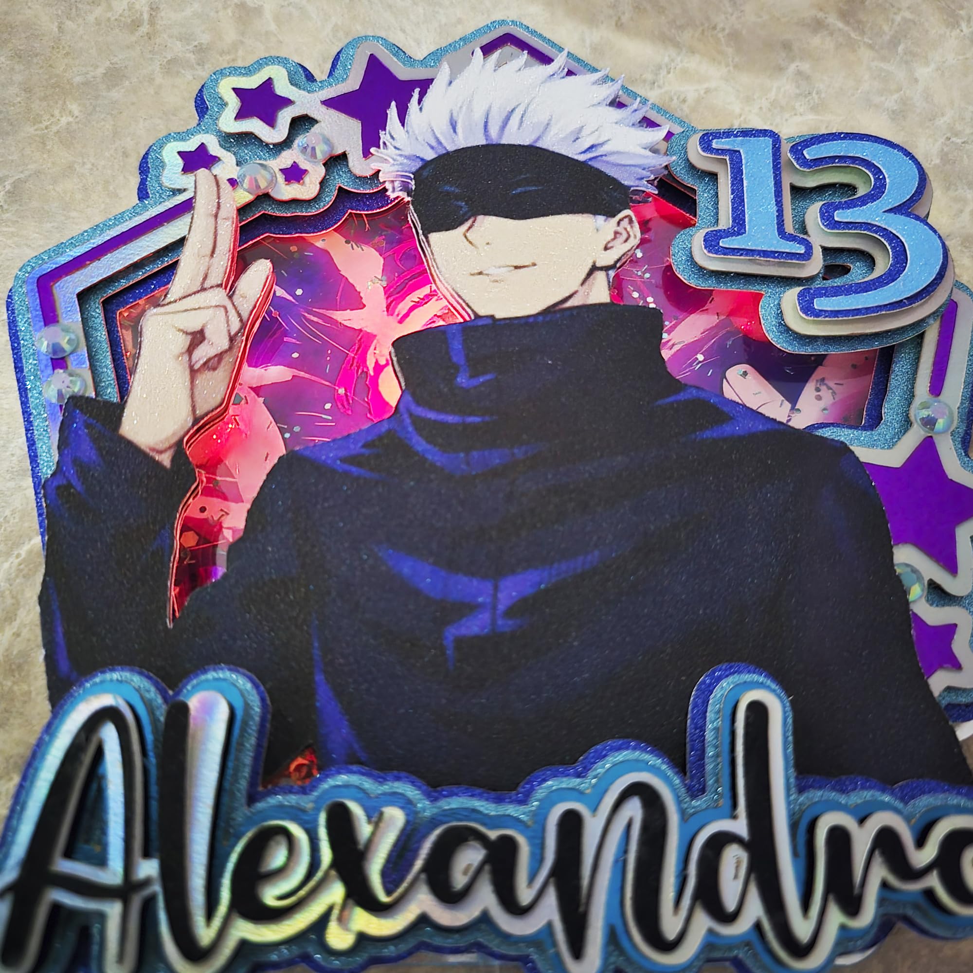 Personalized 3D Glitter Cartoon Cake Toppers for Children's Birthdays