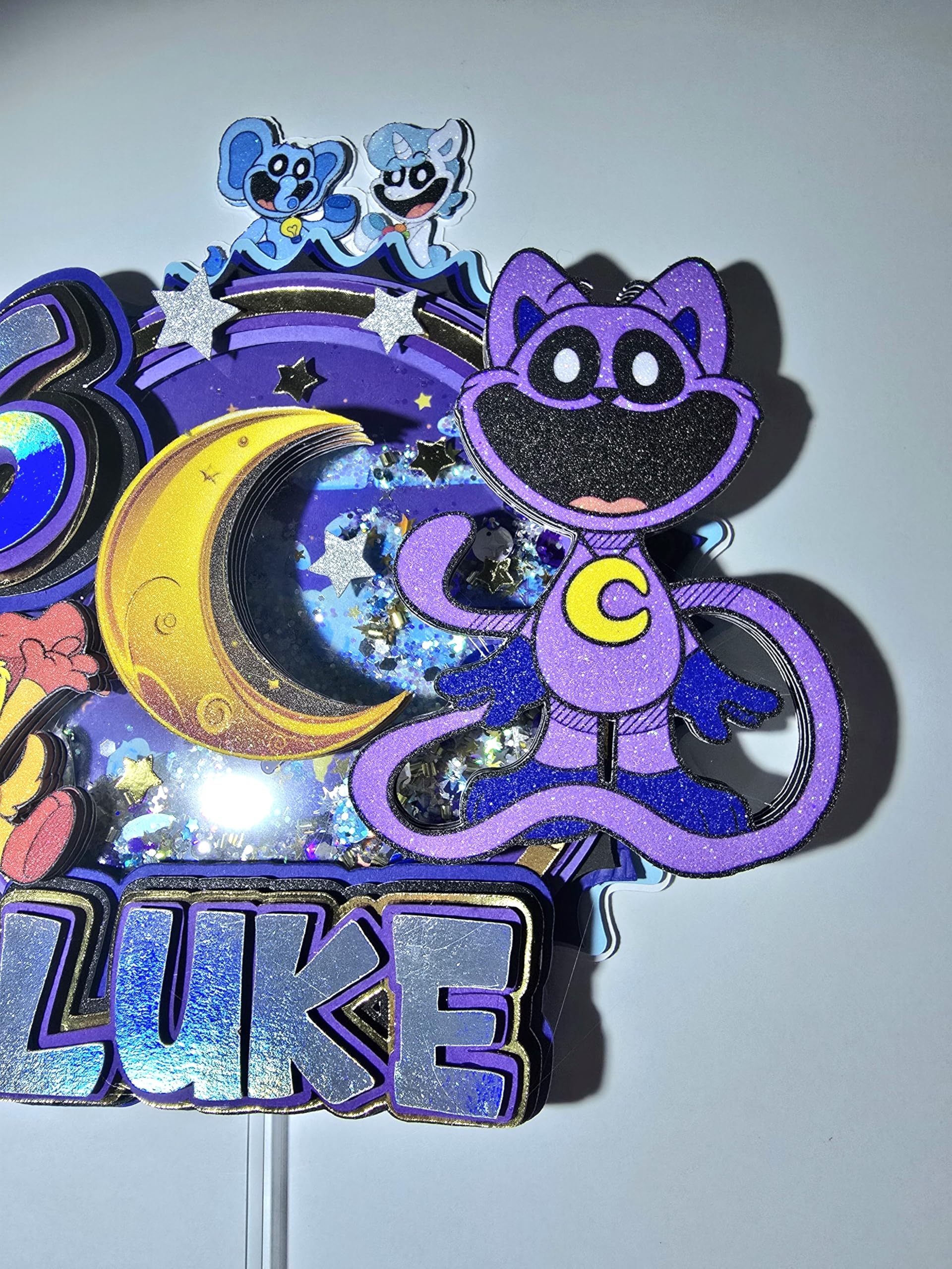 Personalized 3D Glitter Cartoon Cake Toppers for Children's Birthdays