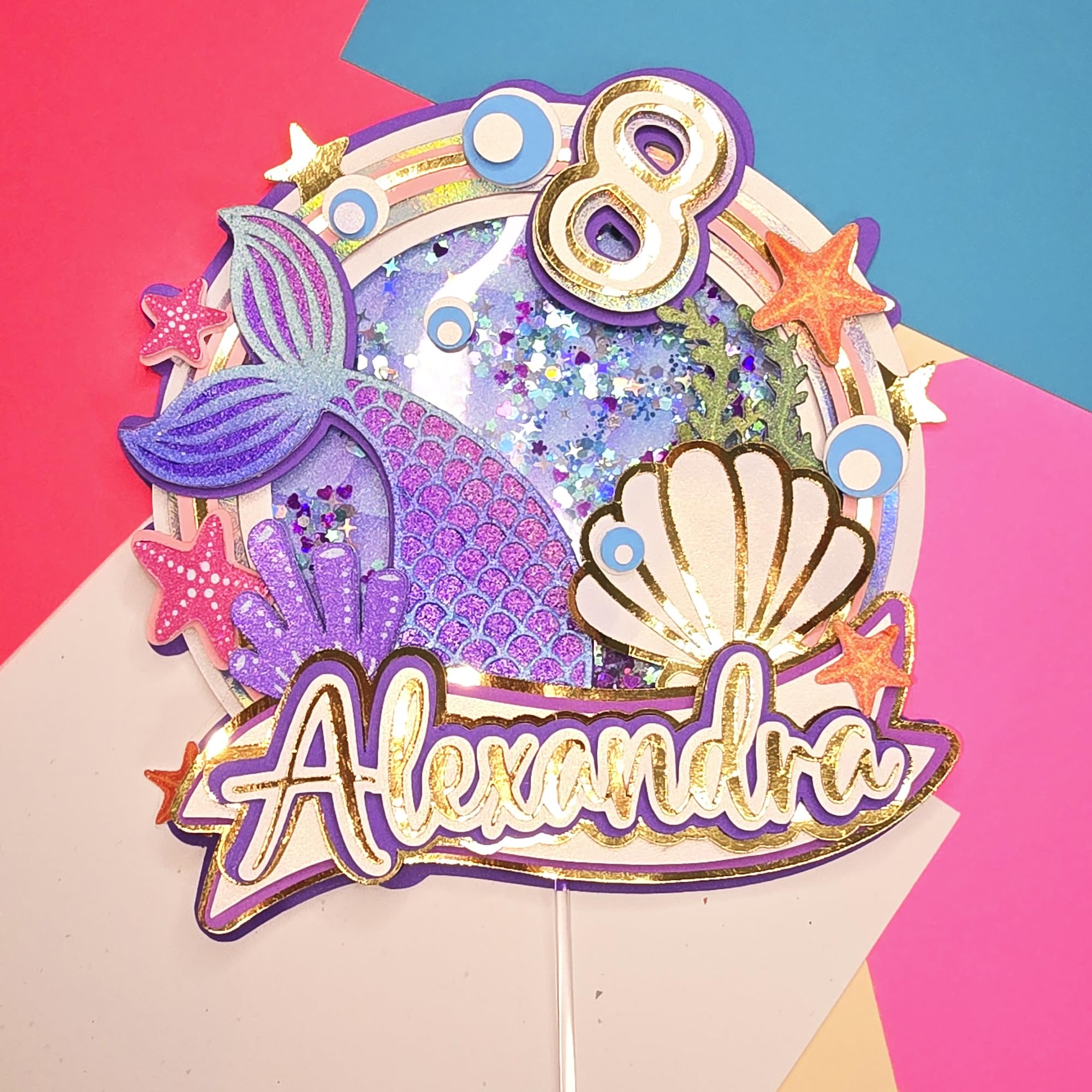 Personalized 3D Glitter Cartoon Cake Toppers for Children's Birthdays