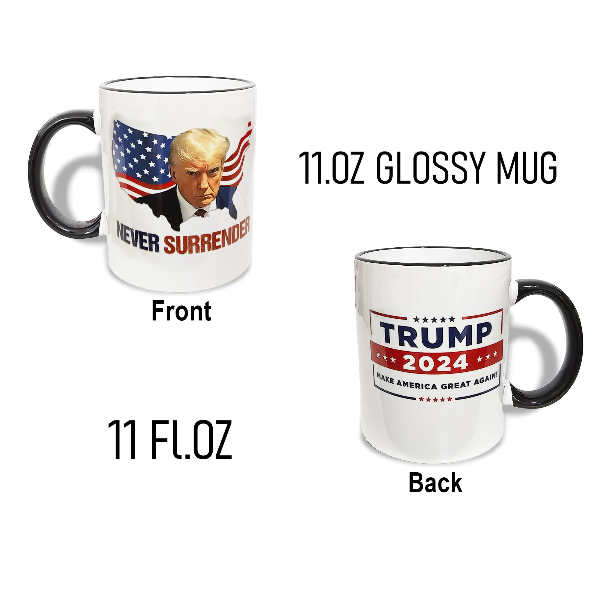 Trump Coffee Mugs, Double Sided Printing, Ceramic, Gift Box, Birthday Gifts for Men, Women, Dad, Friends.
