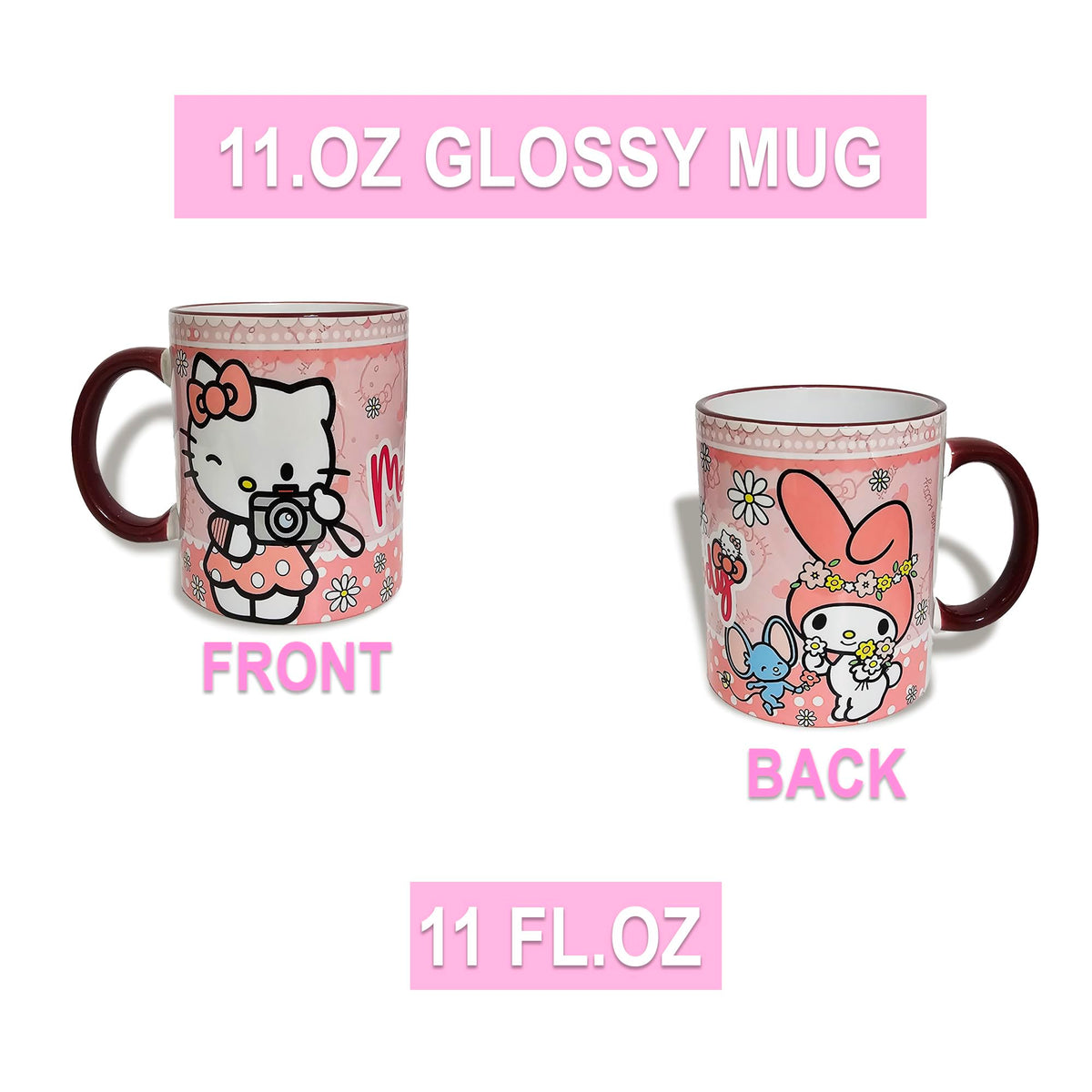 Taza de cerámica personalizada de Kitty y Melody de 11 oz