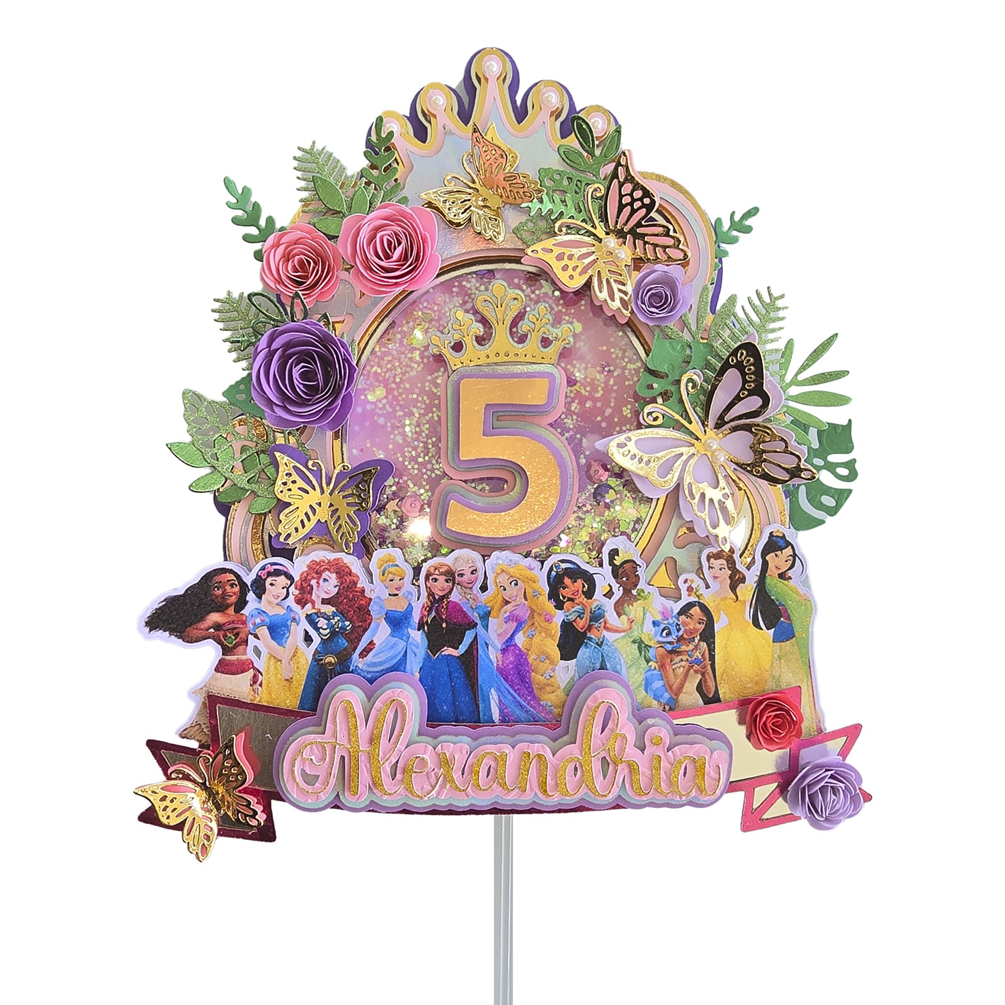 Personalized 3D Glitter Cartoon Cake Toppers for Children's Birthdays