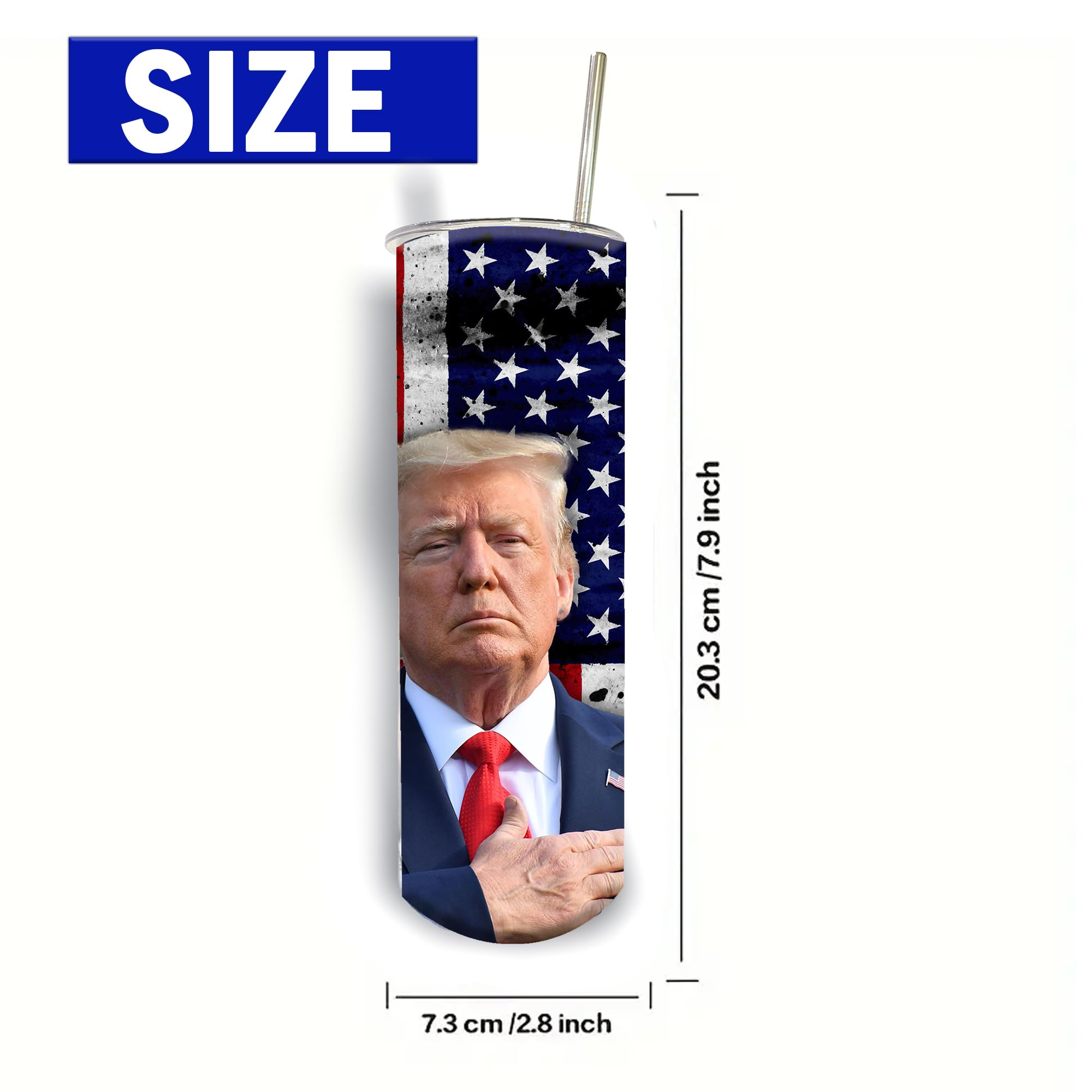 Trump Themed 20oz Insulated Stainless Steel Tumbler, Non-Slip Base, Lid, Metal and Plastic Straws, stanley tumbler, stanley cup