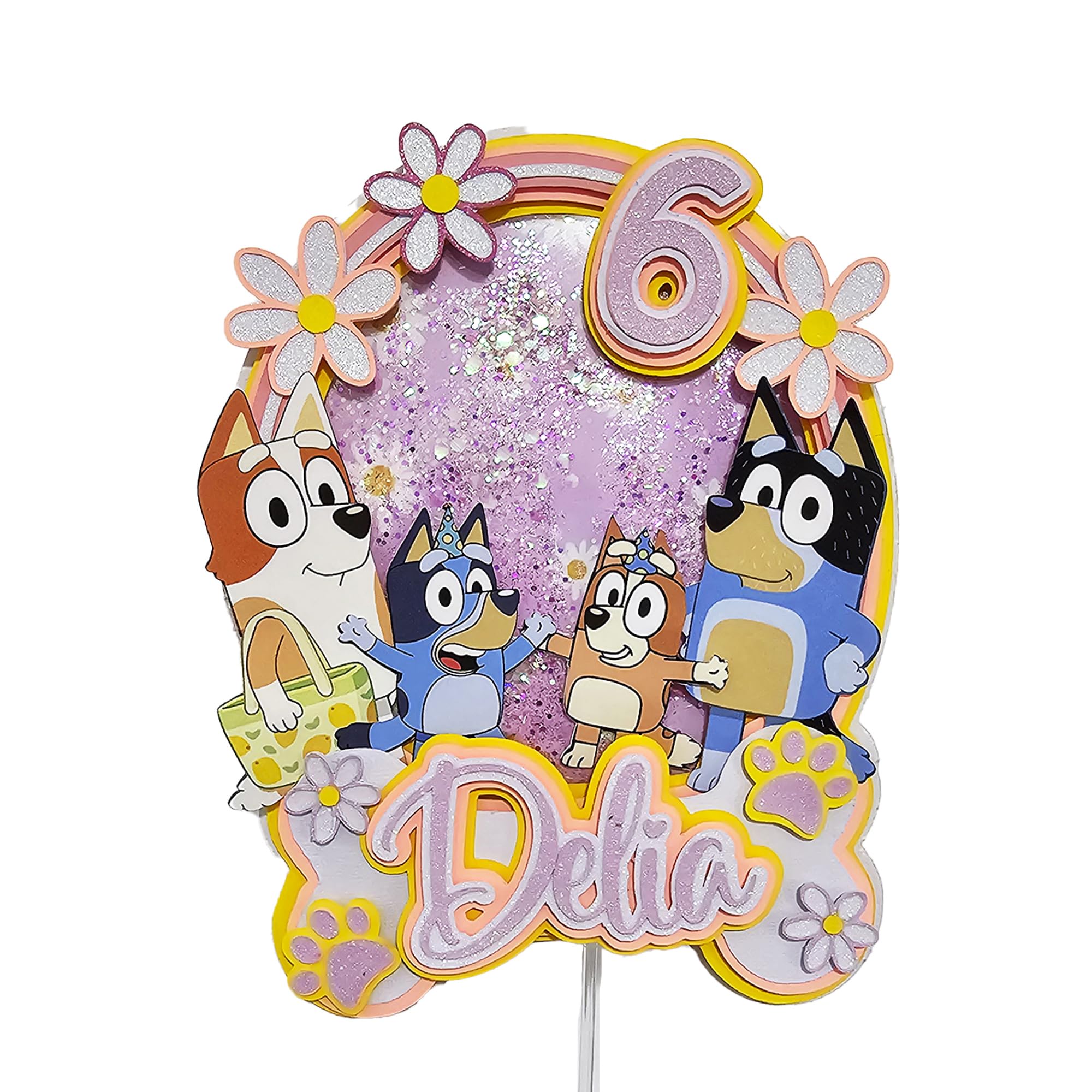 Personalized 3D Glitter Cartoon Cake Toppers for Children's Birthdays