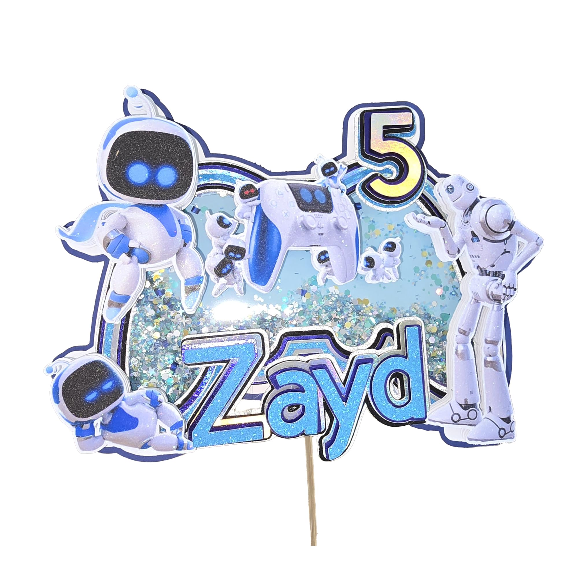 Personalized 3D Glitter Cartoon Cake Toppers for Children's Birthdays