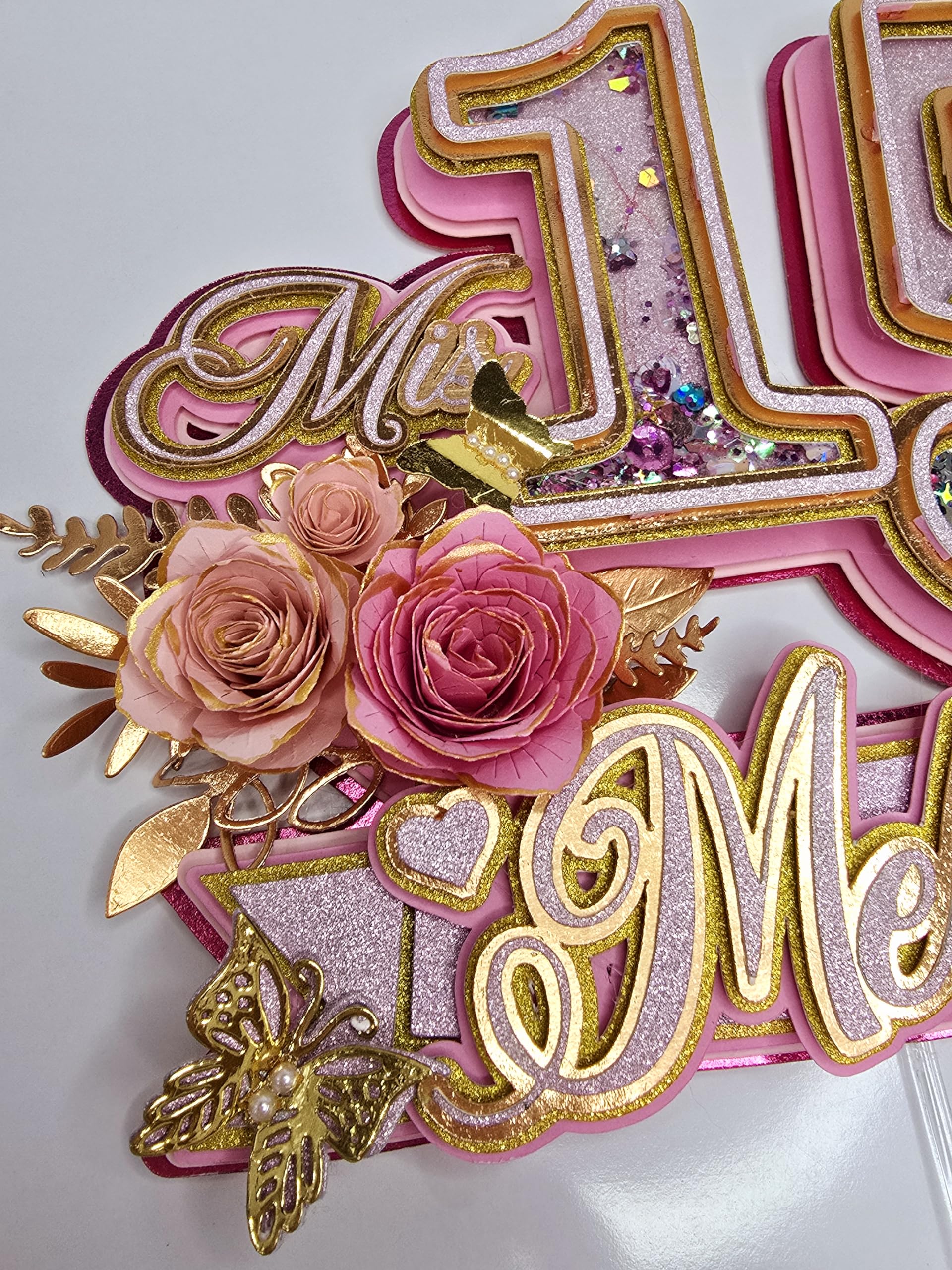 Personalized 3D Glitter Cartoon Cake Topper (Mis 15)
