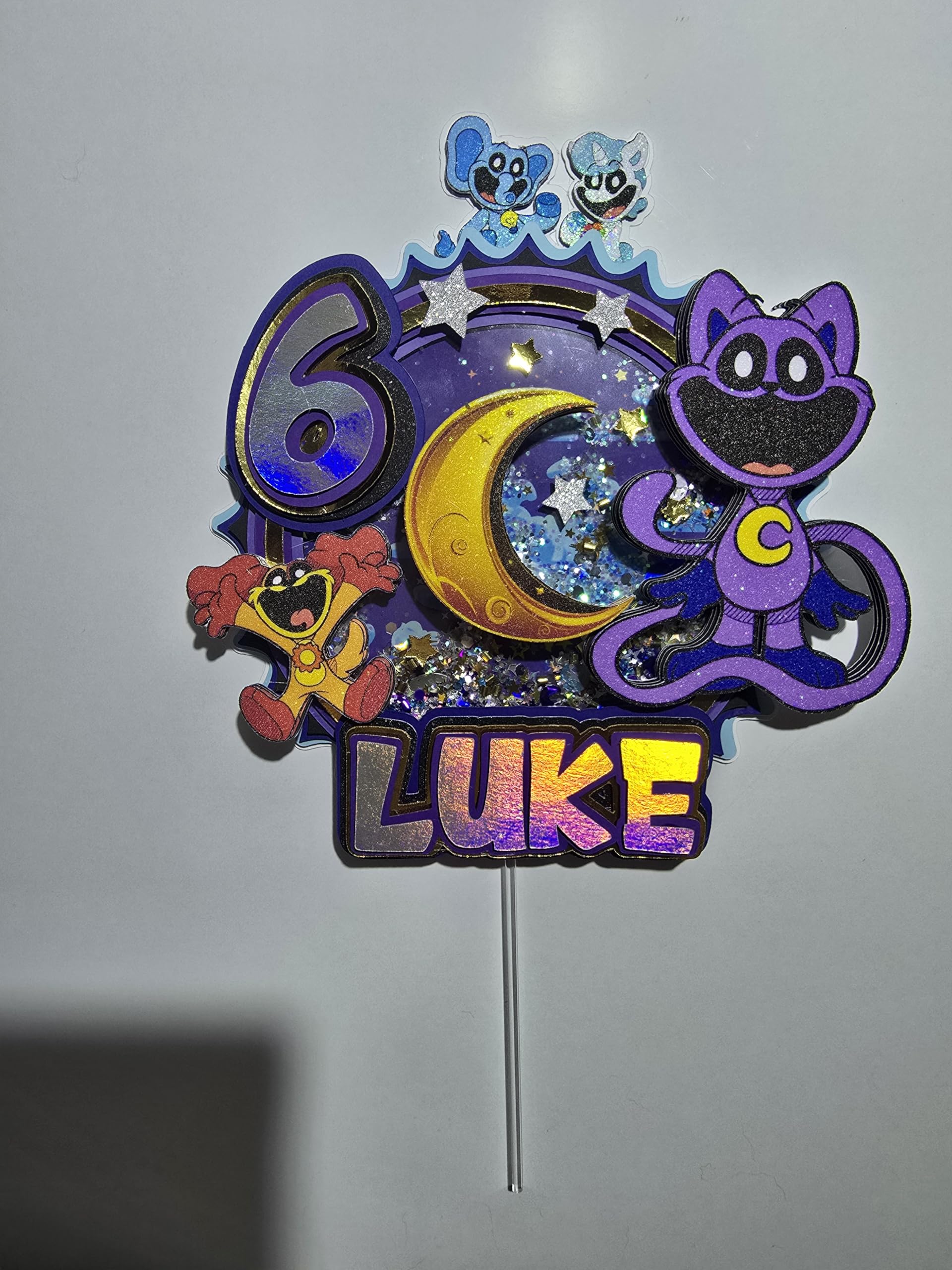 Personalized 3D Glitter Cartoon Cake Toppers for Children's Birthdays