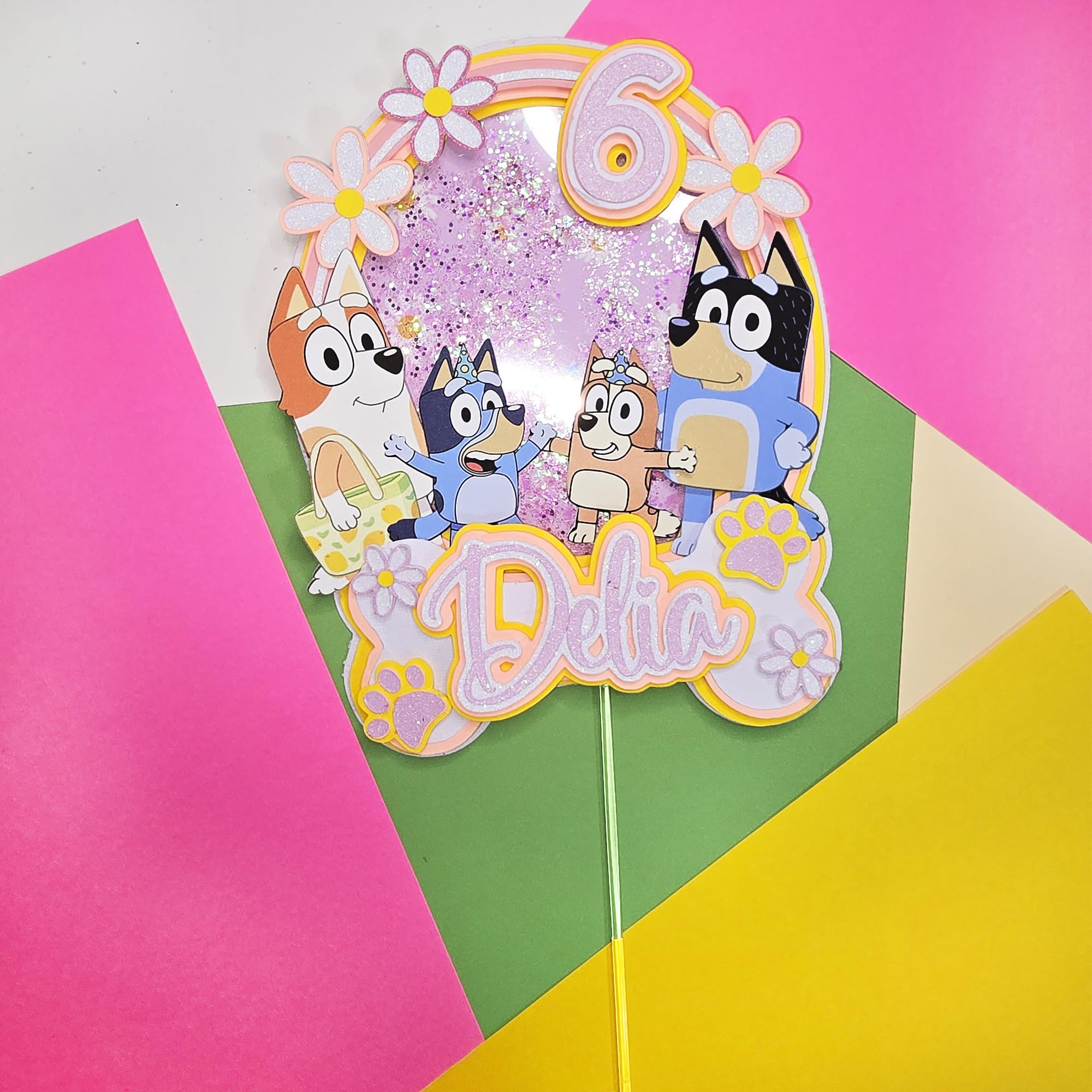 Personalized 3D Glitter Cartoon Cake Toppers for Children's Birthdays