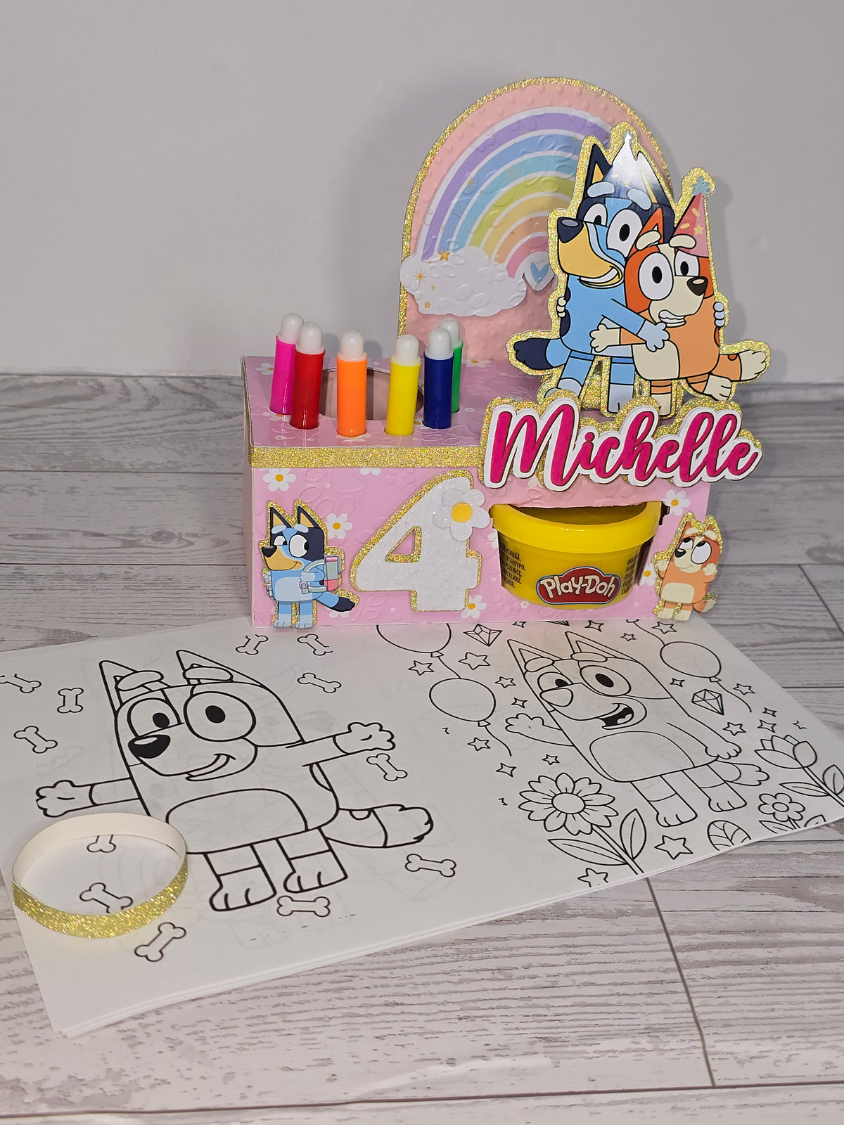 12 Personalized Activity Box Party Favor with Coloring Kit & Play Dough