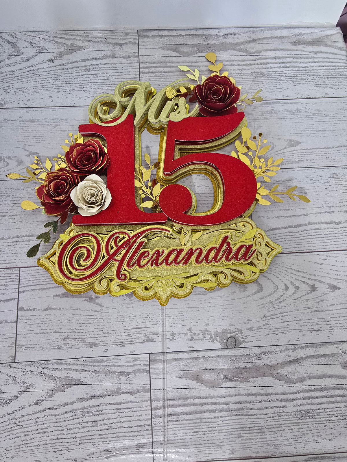 Personalized 3D Glitter Cake Topper (Mis 15)