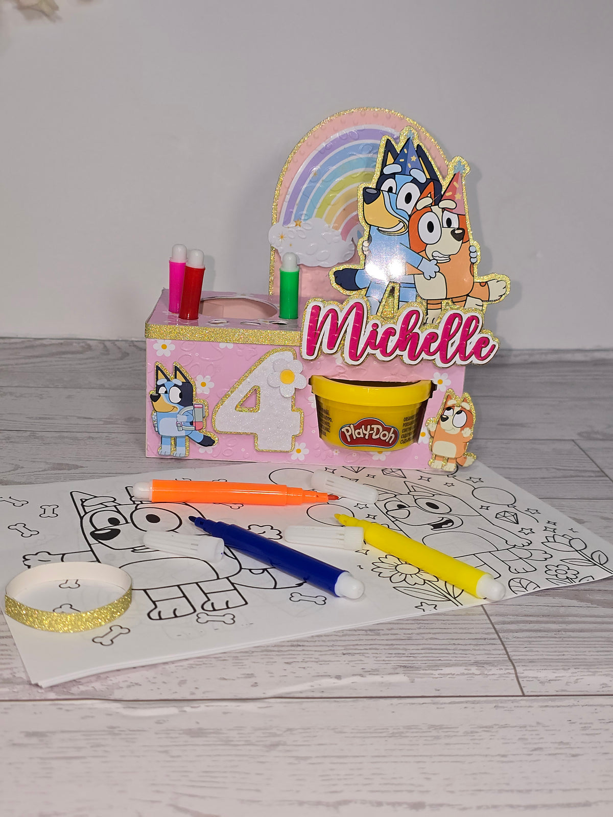12 Personalized Activity Box Party Favor with Coloring Kit & Play Dough