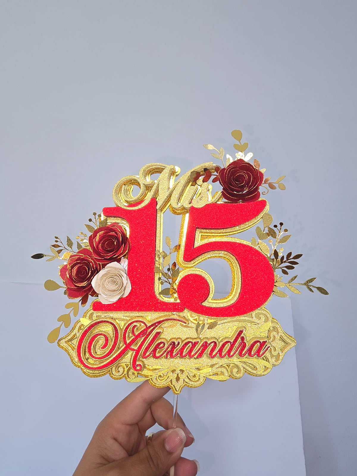 Personalized 3D Glitter Cake Topper (Mis 15)