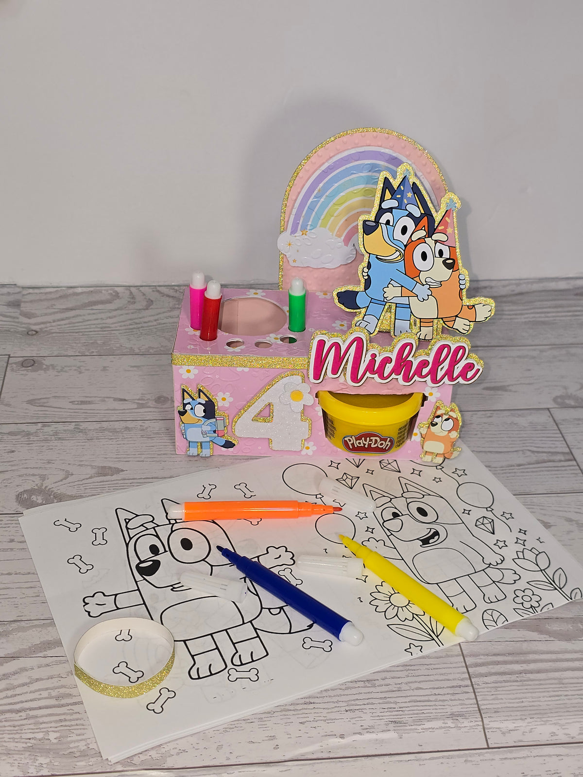 12 Personalized Activity Box Party Favor with Coloring Kit & Play Dough