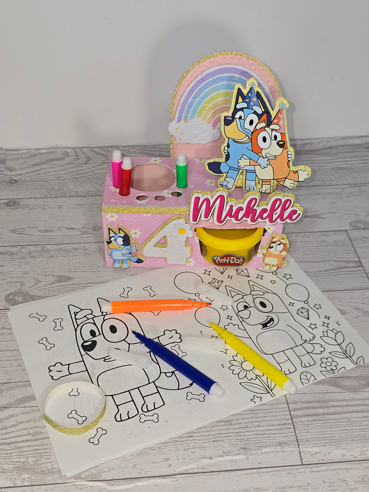 12 Personalized Activity Box Party Favor with Coloring Kit & Play Dough