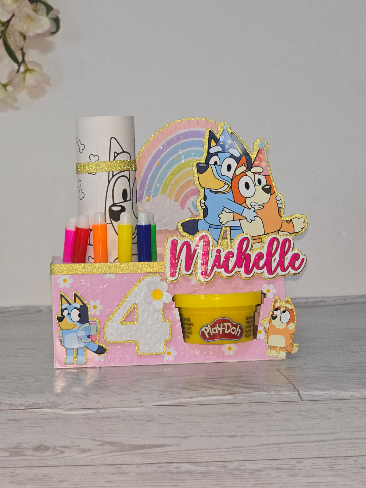 12 Personalized Activity Box Party Favor with Coloring Kit & Play Dough