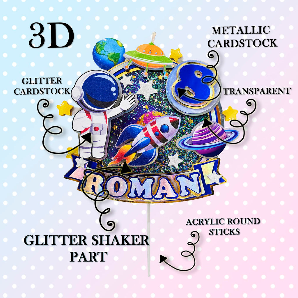 Personalized 3D Glitter Cartoon Cake Toppers for Children's Birthdays