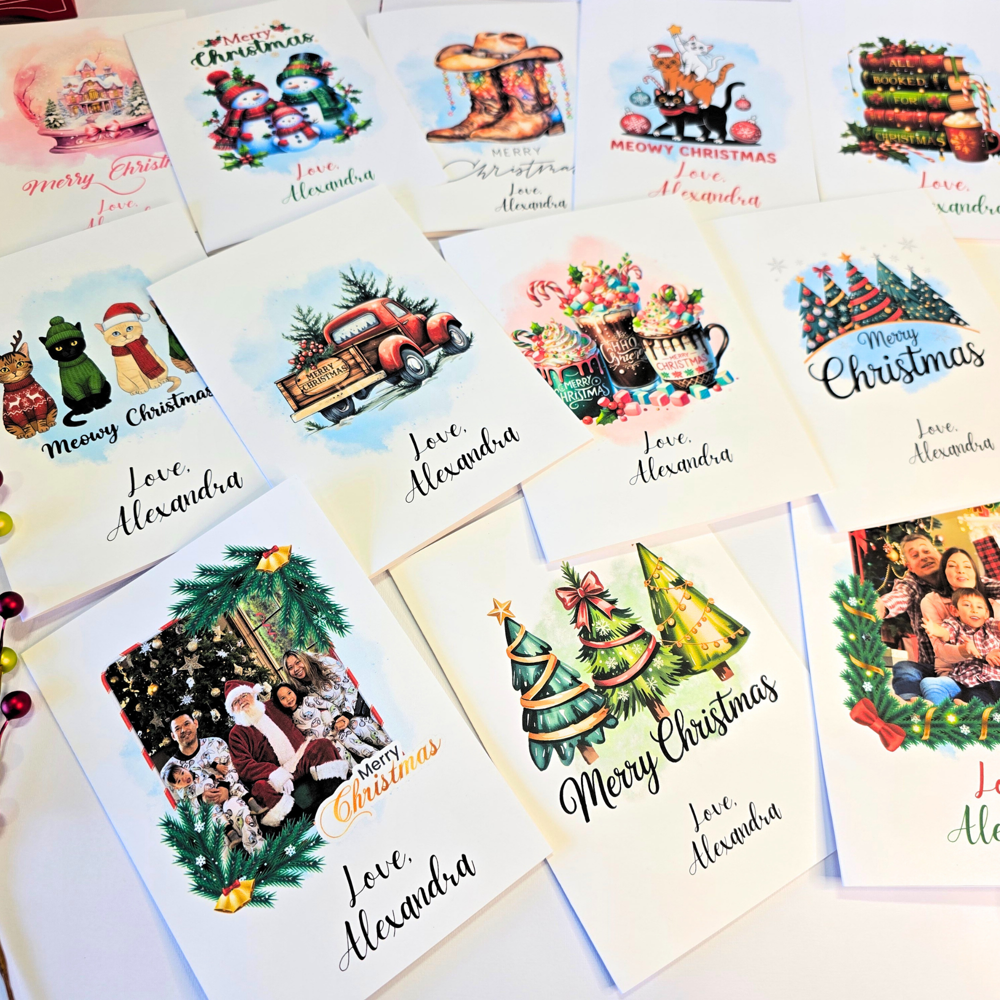 Tarjetas de Navidad Personalizadas con Sello de Cera - Sobre Impreso Incluido