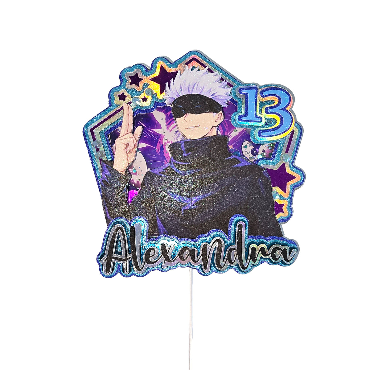 Adorno para tarta de dibujos animados con purpurina 3D personalizado GOJO