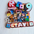 Personalized 3D Glitter Cartoon Cake Topper ROBLOX
