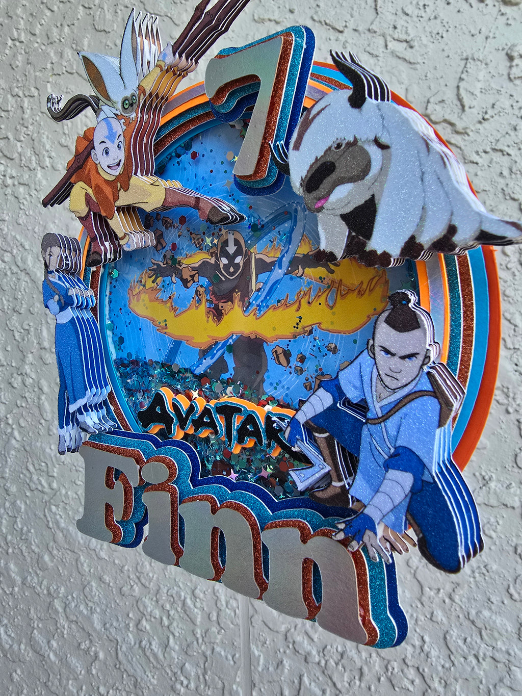 Personalized 3D Glitter Cartoon Cake Topper AVATAR ULTIMO MAESTRO AIRE