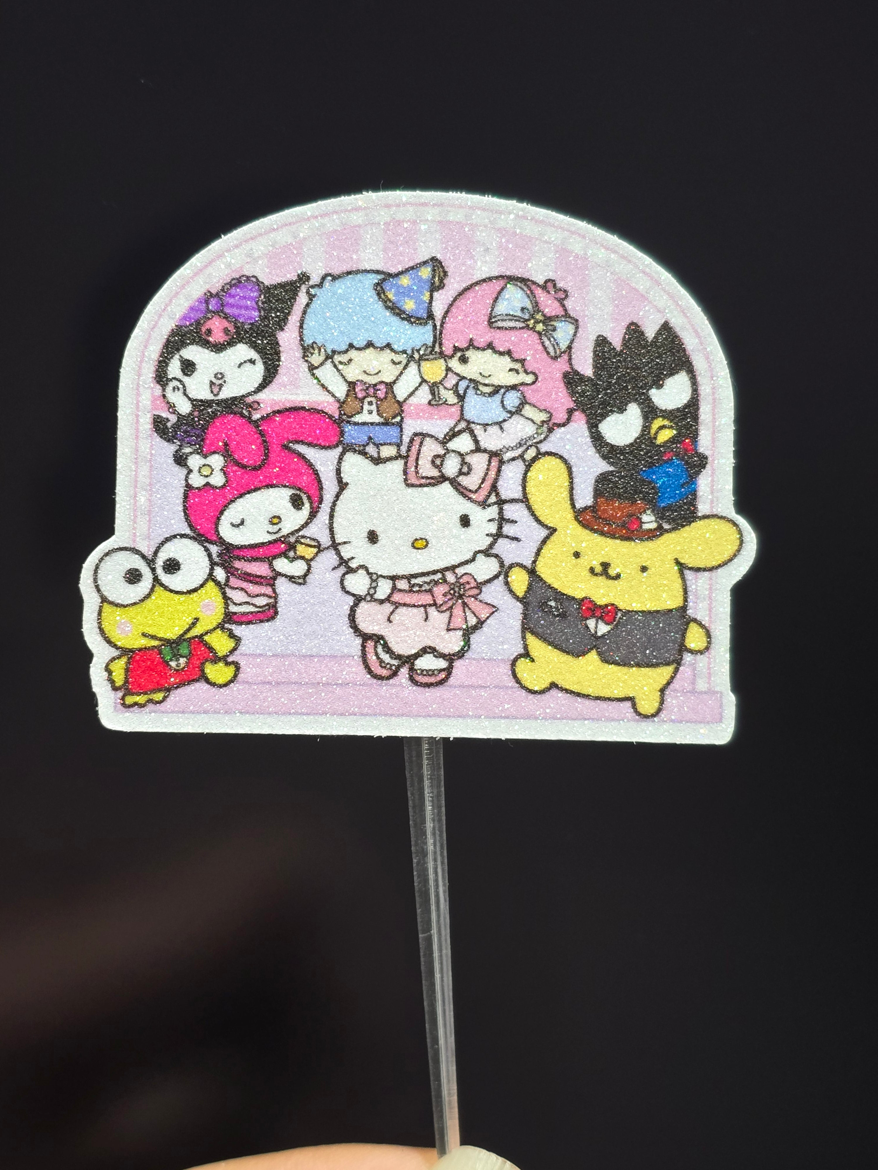 24 Pcs Glitter Cupcake Toppers. 12 Design sanrio Cupcake Toppers. Food Decoration, Picks for Party Supplies