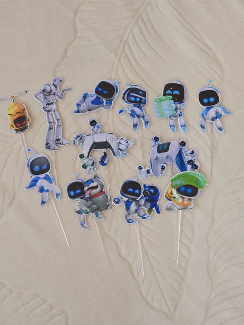 12-24 Pcs Glitter Cupcake Toppers. 12 Design astrobot Cupcake Toppers. Food Decoration, Picks for Party Supplies