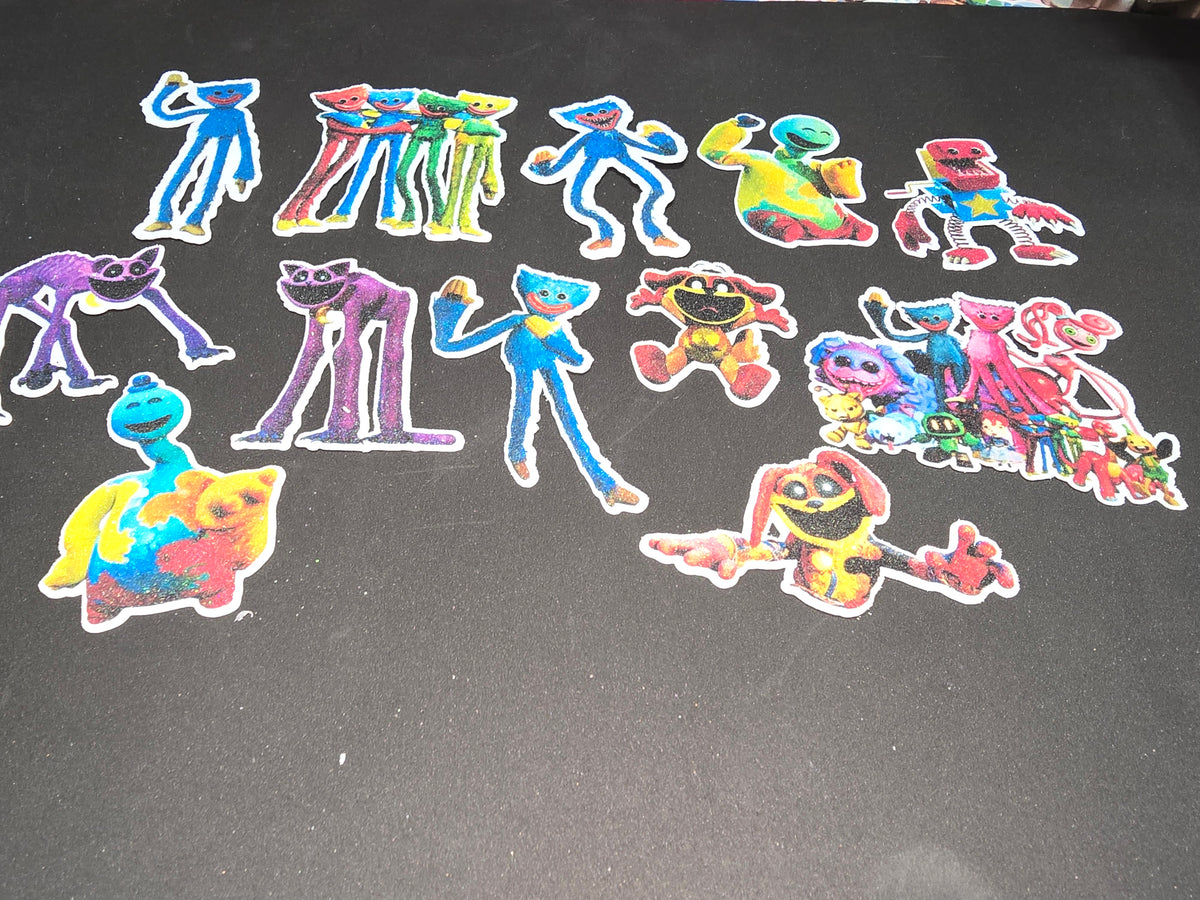 12 Pcs Glitter Cupcake Toppers. 12 Design smiling crtters Cupcake Toppers. Food Decoration, Picks for Party Supplies