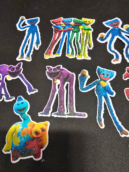 12-24 Pcs Glitter Cupcake Toppers. 12 Design smiling crtters Cupcake Toppers. Food Decoration, Picks for Party Supplies