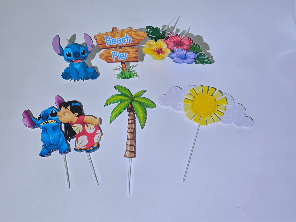 Personalized 3D Glitter Stitch & beach Cake Topper – Custom Name & Age