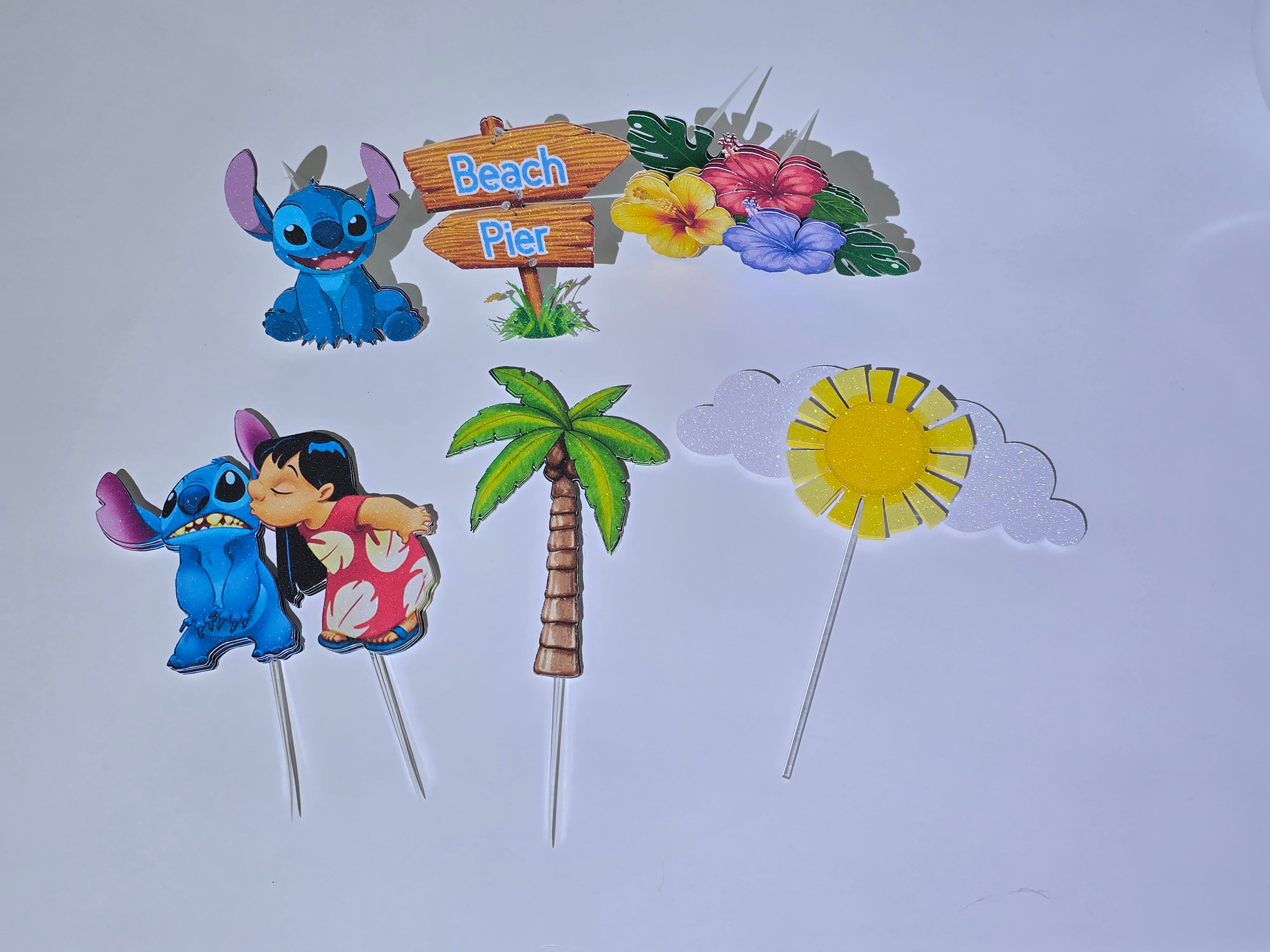 Personalized 3D Glitter Stitch & beach Cake Topper – Custom Name & Age