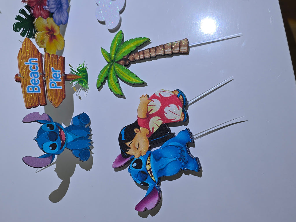 Personalized 3D Glitter Stitch & beach Cake Topper – Custom Name & Age