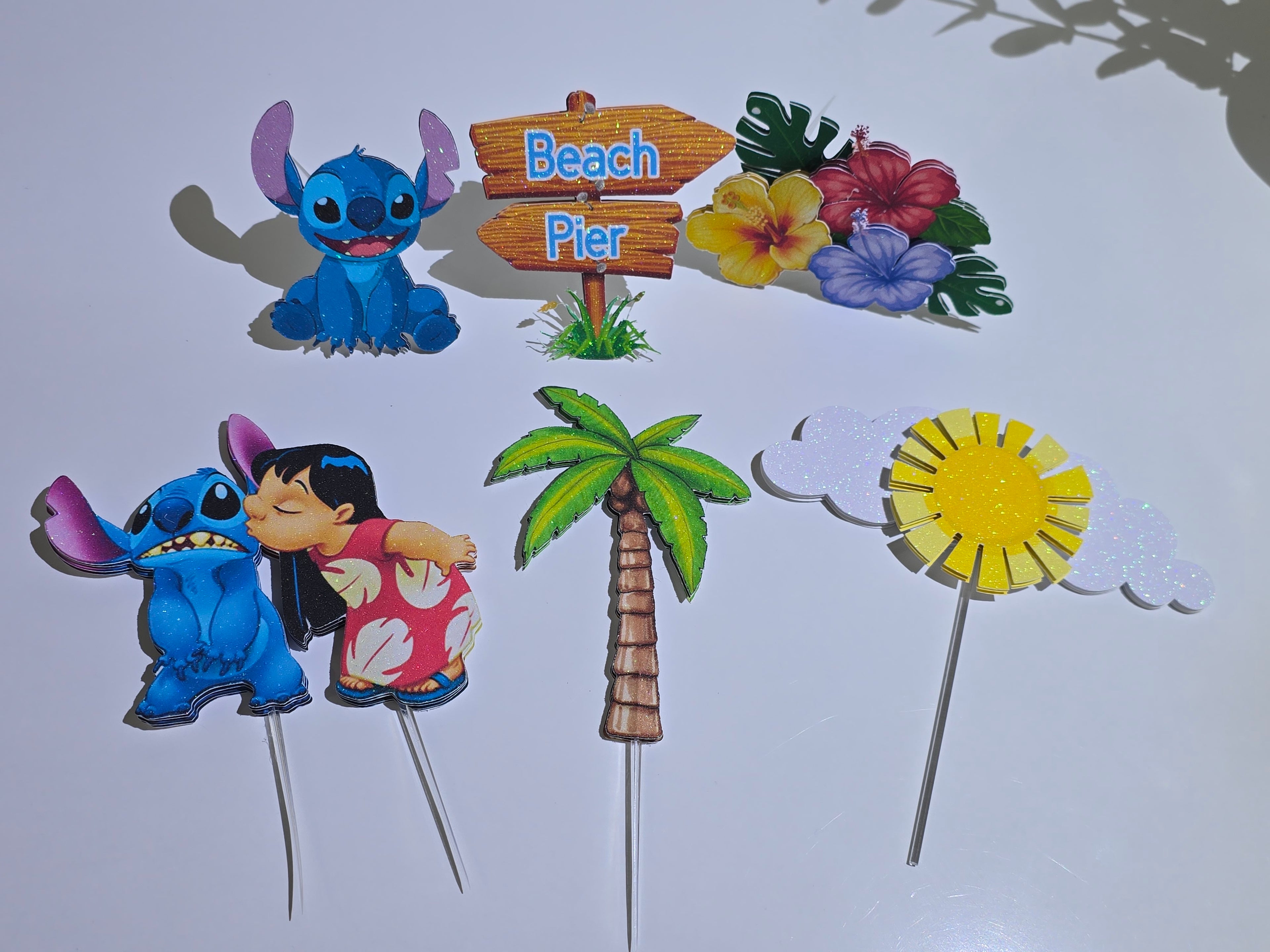 Personalized 3D Glitter Stitch & beach Cake Topper – Custom Name & Age