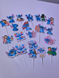 12 Pcs Glitter Cupcake Toppers. 12 Design stitch Cupcake Toppers. Food Decoration, Picks for Party Supplies (Copia)
