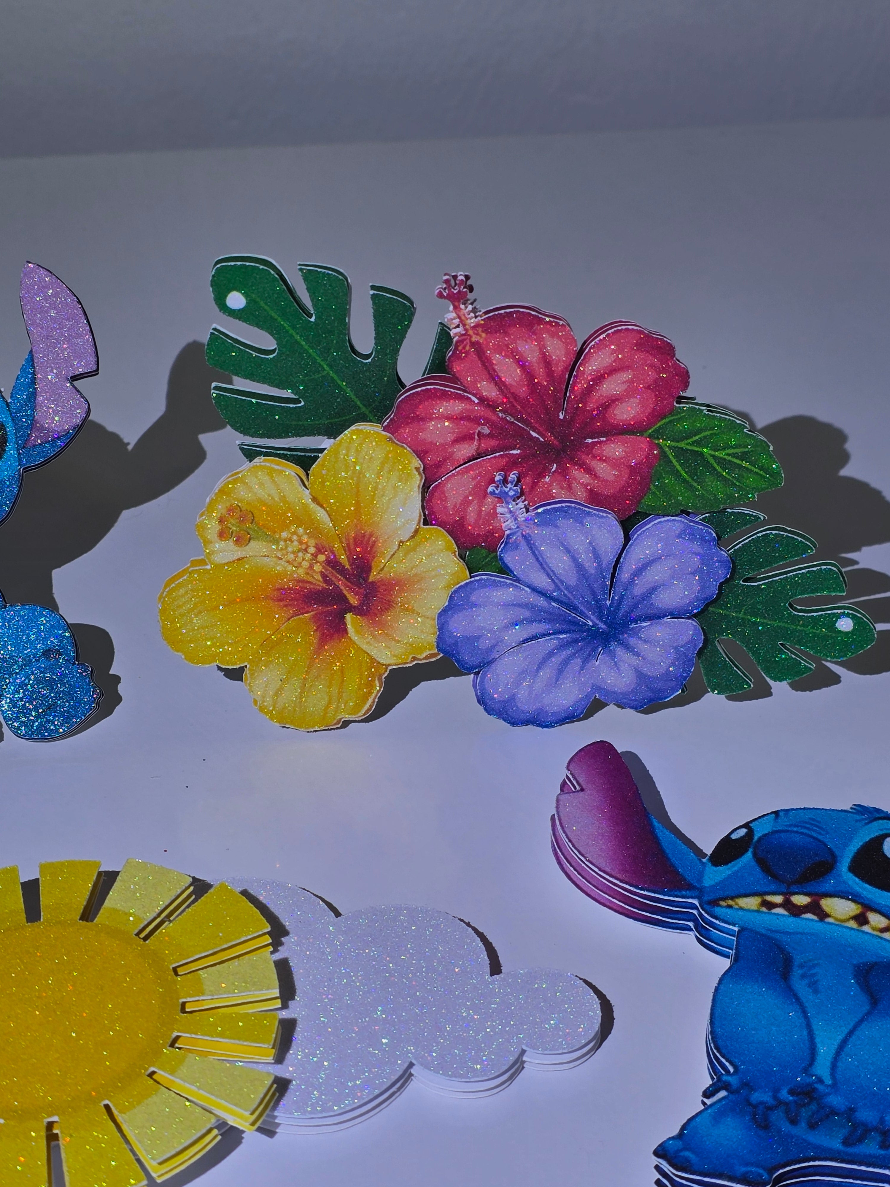 Personalized 3D Glitter Stitch & beach Cake Topper – Custom Name & Age