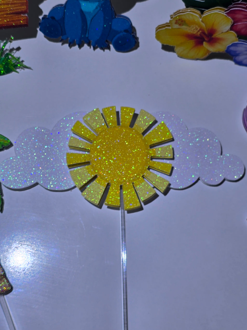 Personalized 3D Glitter Stitch & beach Cake Topper – Custom Name & Age